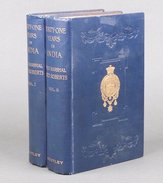 Field-Marshall, Lord Roberts of Kandahar, "Forty One Years in India From Subaltern to Commander-In-Chief", London Bentley & Son 1898, bound in blue tooled and gilt cloth, 14th Edition in 2 volumes, complete with portraits and maps  