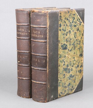 Kay, John, "A Series of Original Portraits and Caricature Etchings with Biographical Sketches and Anecdotes" in 2 volumes, Hugh Paton Edinburgh 1842, half bound in green Morocco with marbled boards, the spine with raised bands and gilt lettering, marbled paste downs (each with Ex Libris sticker), engravings throughout, 8vo. 