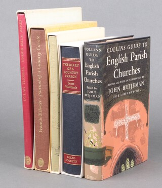 A collection of 4 Folio Society books, all in slip cases to include Thomas Dylan "Under Milk Wood", Francis Kilvert "Journey of a Country Curate", Robert Louis Stevenson "Travels with a Donkey in the Cevennes" and James Woodforde "The Diary of a Country Parson" 
