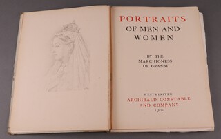 "A Portrait of Men and Women" by The Marchioness of Granby, Constable and Company 1900, a folio of 51 prints of portraits of noted individuals including Queen Victoria, Rudyard Kipling and Lady Randolph Spencer-Churchill 