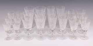 A 24 piece suite of Edinburgh Crystal glassware comprising 6 champagne flutes, 6 large wine glasses, 6 small wine glasses and 6 liqueur/sherry glasses