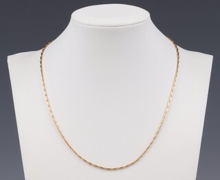 A yellow gold 18ct chain, stamped 750, 41cm, 5.7 grams 