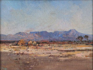Robert Gwelo Goodman (1871-1939), South African Landscape, possibly Stellenbosch, early 20th century oil on canvas-board, signed with initials, 30cm x 39cm, within a stained wood frame.	
