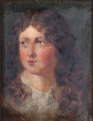 James Barnes (British, 1870-1923), Portrait of a Young Girl, 19th century oil on board, artists name to mount, 16cm x 12cm, within a gilt composition frame.