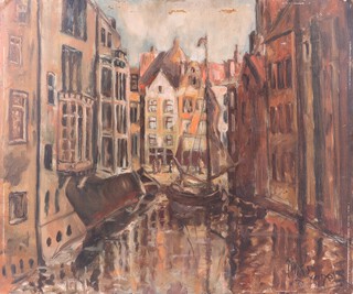 Piet Antonius Maria Engels (Dutch, 1905-1981), Dutch Canal Scene, oil on canvas-board, signed, 50cm x 60cm.