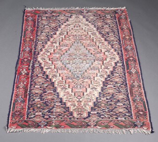 A white, blue and pink ground Kilim rug 150cm x 117cm 