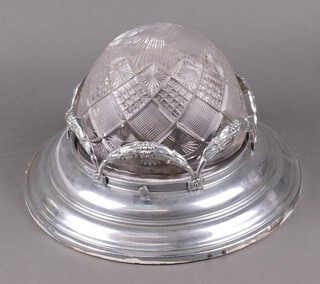 A Victorian chrome and cut glass circular light fitting 16cm h x 36cm diam.