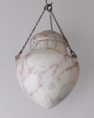An Edwardian opaque glass urn shaped light shade 35cm x 27cm, with detachable glass lid 