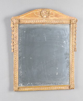 A 19th Century rectangular plate mirror contained in a gilt painted plaster and hardwood arch shaped frame 48cm x 40cm 