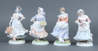 Four Royal Worcester limited edition Countrywide figures - The Farmers Wife, The Milk Maid, Rosie Picking Apples and Shepherdess, all with certificates  