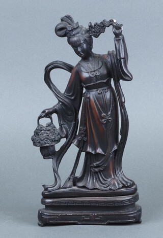 A resin figure of a standing Chinese lady 27cm (a/f)