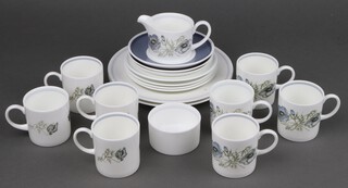 A Wedgwood Susie Cooper Glen Mist pattern 19 piece coffee service comprising 2 plates, 4 side plates (1 with glue to the back), cream jug, sugar bowl, 8 coffee cans and 3 saucers