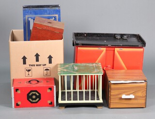 A large collection of various Magic Trick boxes including a cage etc 