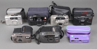 A collection of 35mm point and shoot cameras to include An Olympus SuperZoom 110, a Samsung Slim Zoom 70S, a Pentax Espio 160 and 4 others