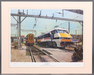 Terrence Cuneo, an official limited edition coloured print no.50/500, "Intercity 1966 - 1994" signed by Bob Reed, Chris Green, Terrence Cuneo, with certificate  44cm x 60cm, the picture is unframed 