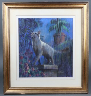 Sandra Fletcher, pastel, signed, "On The Prowl" 34h x 31w, the reverse with Society of Women Artists label dated 1997 
