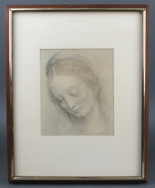 Head and shoulders portrait print of a bonneted girl 23h x 19w 