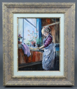 C A Pavey Smith, oil on board signed and dated '97,  "Granny's Apron" 24h x 19w, reverse with Society of Women Artists label 