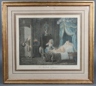 An 18th/19th century French coloured print Lasoubiette Officieuse 34h x 39w  