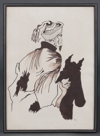 Pen and ink study of a Mountain warrior, 41cm x 29cm