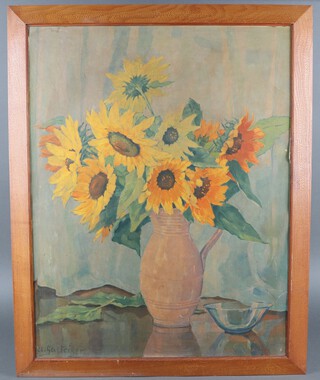 A Gusteiger, coloured print "Sunflowers" 71h x 55w 