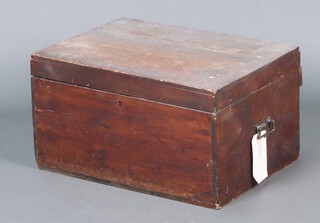 A 19th Century rectangular pine box 28h x 52w x 38d containing 2 square mahogany boxes, all with hinged lids 