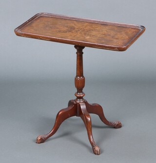 H Shaw of London, a rectangular Georgian style walnut wine table, raised on a turned column and tripod base 49h x 49w x 27d 