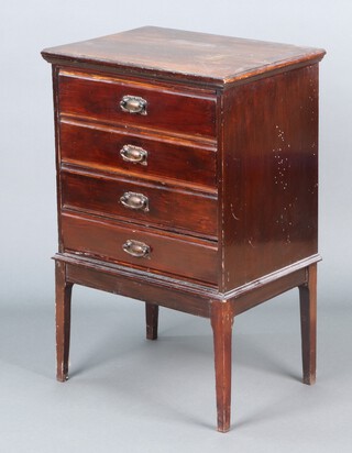 An Edwardian mahogany music chest fitted 4 drawers, raised on square tapered supports 76h x 50w x 36d (scratches and contact marks in places)