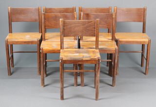 A set of seven mid century beech and plywood bar back dining chairs 78cm h x 41cm w x 36cm d
