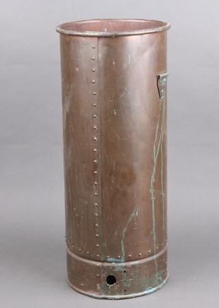 A copper stick stand formed from a fire extinguisher 52cm high x 23cm diam. 