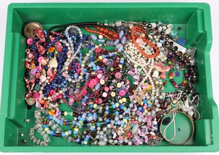 A collection of costume jewellery including beads 