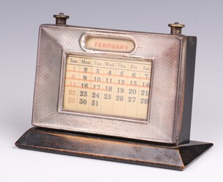 A silver engine turned desk top calendar Birmingham 1928, 15cm