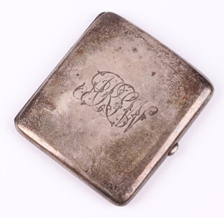 An Edwardian silver cigarette case with monogram, Chester 1908 by William Meale, 89 grams