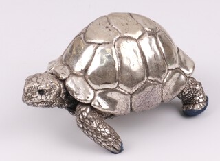 A Country Artists Sterling silver filled hallmarked figure of a tortoise, base marked 925 and with millennium hallmark 6cm 