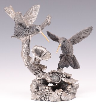 A Country Artists Sterling silver filled hallmarked figure of 2 hummingbirds 18cm 
