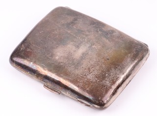 A silver cigarette case with engine turned decoration Birmingham 1912, by John Rose, 85g 