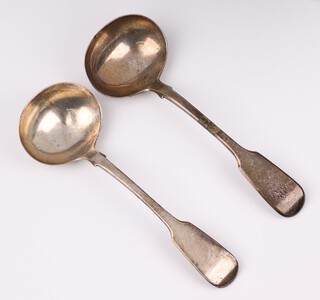 A George IV and a William IV silver Old English pattern sauce ladle, London 1827 and 1832, by William Eaton, 120 grams 