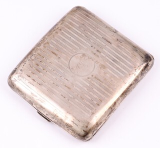 A silver cigarette case Birmingham 1922 by Mappin & Webb, 138 grams 