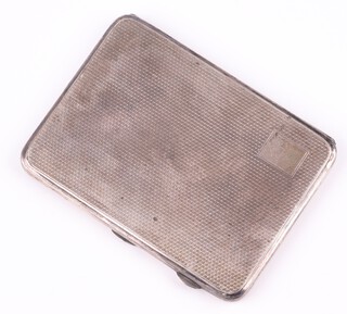 A silver cigarette/cheroot case with engine turned decoration Birmingham 1927, 168 grams 