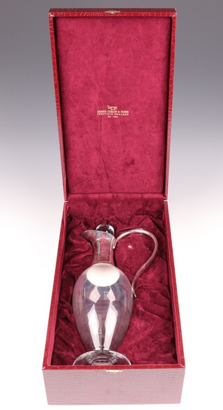 A glass and silver mounted ewer Sheffield 2007, 43cm h, by James Dixon & Sons, boxed,
