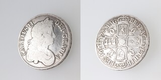 A Charles II crown dated 1677, V. NONO, S.3358 