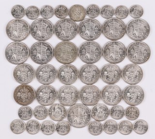 A collection of pre 1947 shillings and half crowns (mainly 1940s), total weight 420 grams