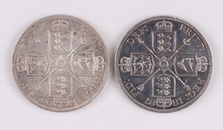 An 1887 Victoria Jubilee double Florin F S.3923 together with an 1890 Double Florin 