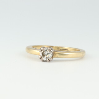 An 18ct gold solitaire diamond ring, size N, 3.7 grams