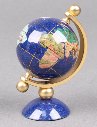 A Franklin Mint miniature hardstone globe 8cm 