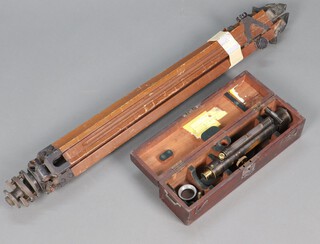 A Stanley of Great Turnstile, High Holborn, surveyors dumpy level complete with tripod marked 8422, cased 