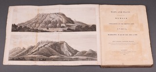 Blacker Lieutenant Colonel Valentine, Maps and Plans Illustrating the Memoir of the Operations of The British Army in India During The Mahratta War of 1817, 1818 and 1819, London 1821, 4to., engravings and coloured maps throughout, missing front board 