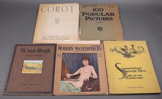 A collection of folios mainly comprising tipped-in plates of artists works to include Van Gogh, Coro, Gaugin, modern master pieces, The Sammelalbum by Heinrich Klay, etc 
