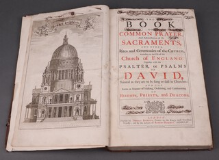 The Book of Common Prayer and Adminiftratoin of The Sacrements and Other Rites and Ceremonies of The Church, According to The Ufe of The Church of England: together with Psalter, Or Psalms of David,   Thomas Bassett London 1754, fully bound in blind tooled reverse calf, the spine with raised bands, folio 