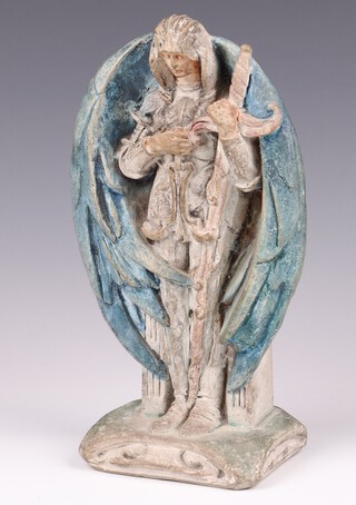 Mary Seton Watts, a Compton pottery figure of Saint Michael the Archangel.